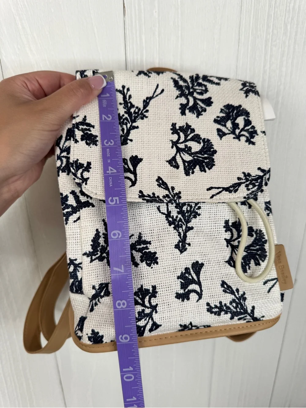 Vera Bradley Straw Mini Backpack in Adrift Coral Blue